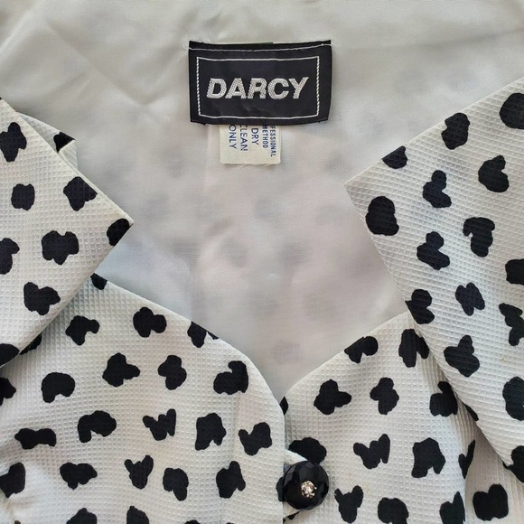 Women's Vintage DarcySize 10 1980s Black & White Bow Top Union Made - Picture 3 of 8